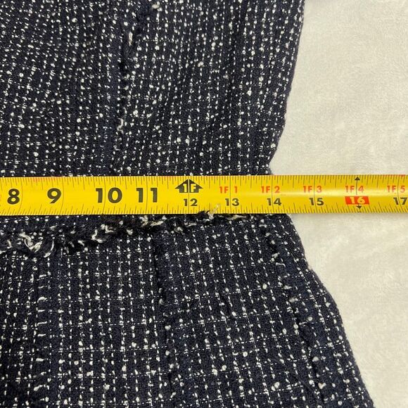 Eliza J Navy Blue White Tweed Fringe Dress Fit and Flare 2 Women - Picture 9 of 9